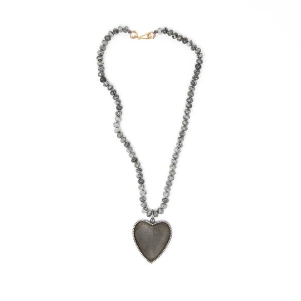 Dark Metal Heart Charm Necklace